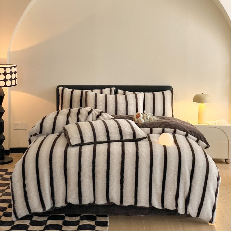 兔毛绒四件套冬季新款床上用品高克重加厚加绒床单被套床单三件套