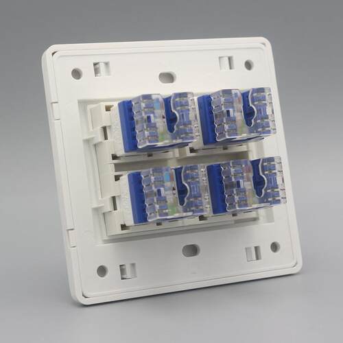 86型四口六类网络插座RJ45千兆电脑模块CAT6四位网口网线插座面板