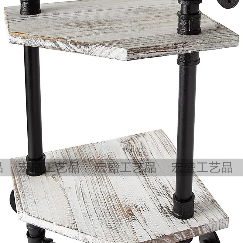 铁艺水管层板书架复古工业双层墙上置物架墙壁梯形隔板搁板壁挂架