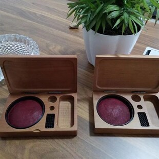 木质书法书画印章盒 方形复古实木私人印泥盒 赤杨木印章盒子