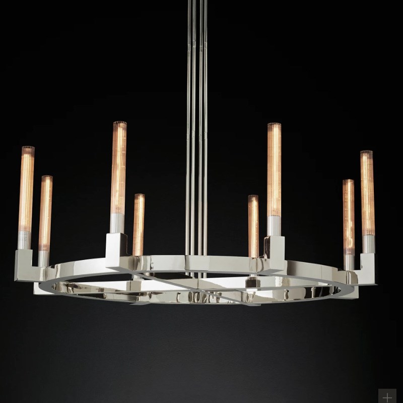 RH欧式后现代铜吊灯轻奢餐厅大气全铜灯美式轻奢别墅客厅全铜吊灯