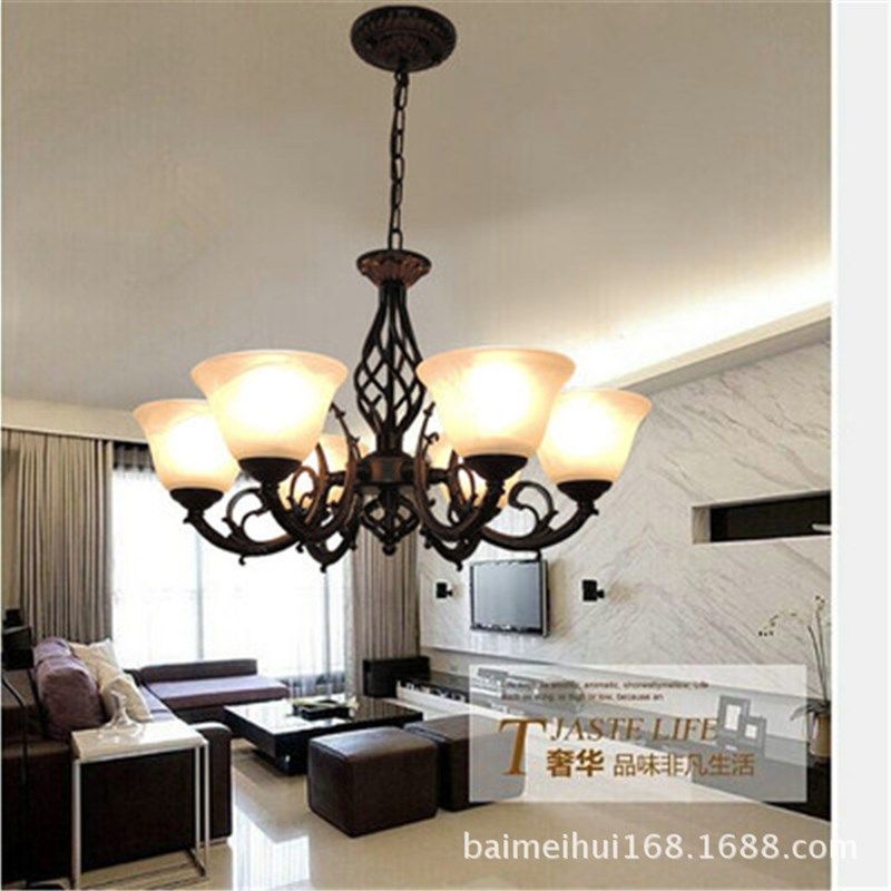 美式复古吊灯装饰简约锌合金灯具卧室灯美式客厅灯玻璃灯饰,家装灯饰光源,客厅吊灯,淘宝优惠券,粉丝福利购,淘宝优惠卷