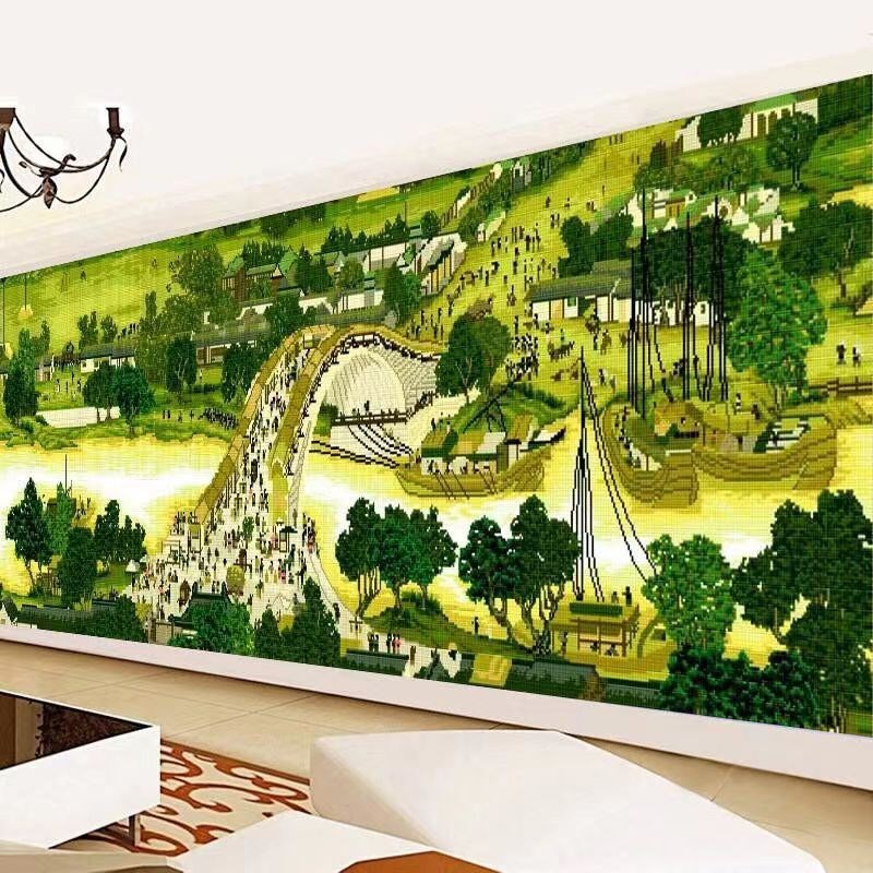 清明上河图十字绣全景图钻石绣满钻新款客厅大幅清明上河图自贴画