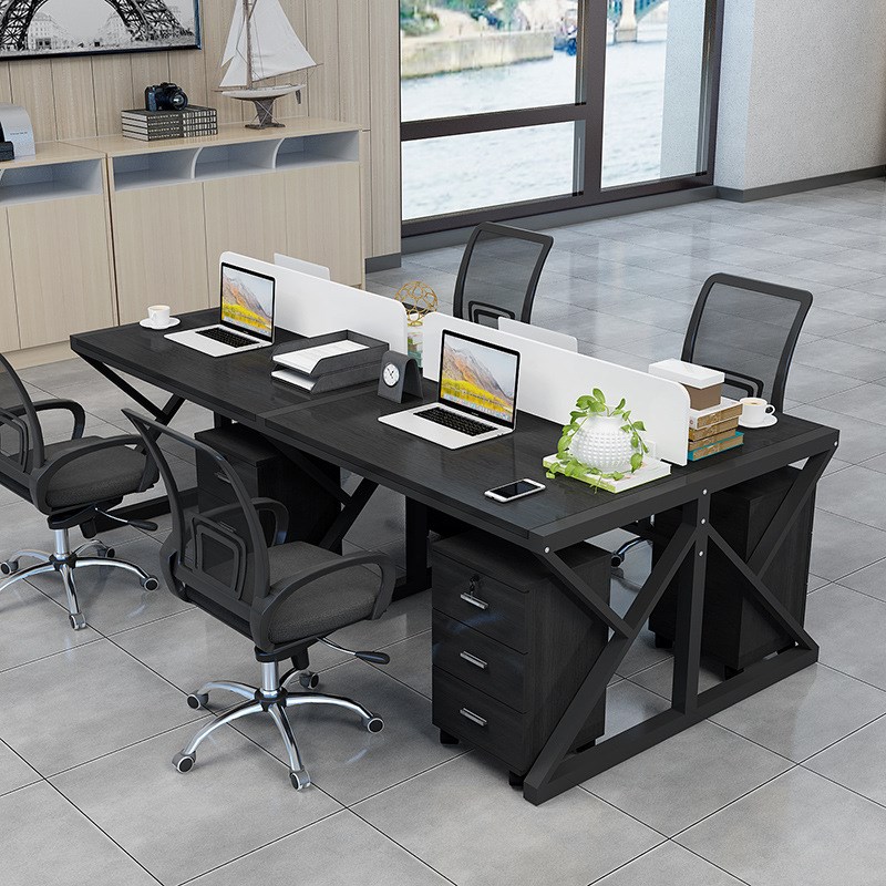 职员办公桌员工电脑桌椅组合简约现代办公家具2/6 四人屏风工作位