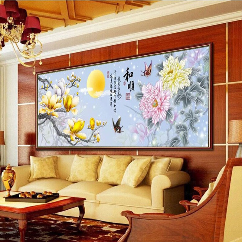 5D点贴钻玉兰花客厅简约钻石画满钻花卉砖石秀新款