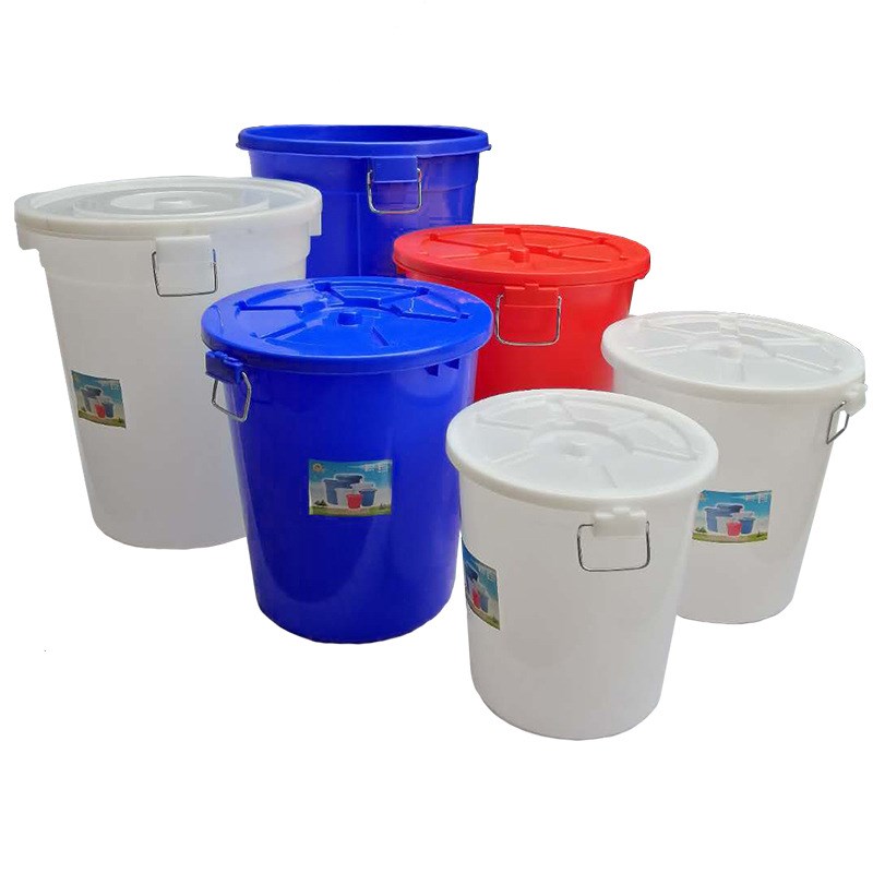 加厚塑料大白桶200L储物储水大水桶100L发酵桶白色带盖圆形酿酒桶