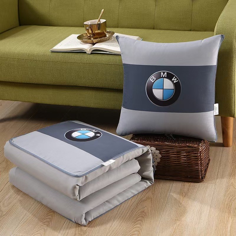 4S店车标志抱枕被子两用二合一高密度磨毛被枕头汽车靠枕靠垫护腰