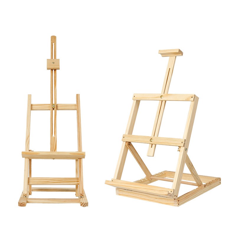 黄松松木台式画架 展示架三脚架桌面儿童台式画架 美术木质画架