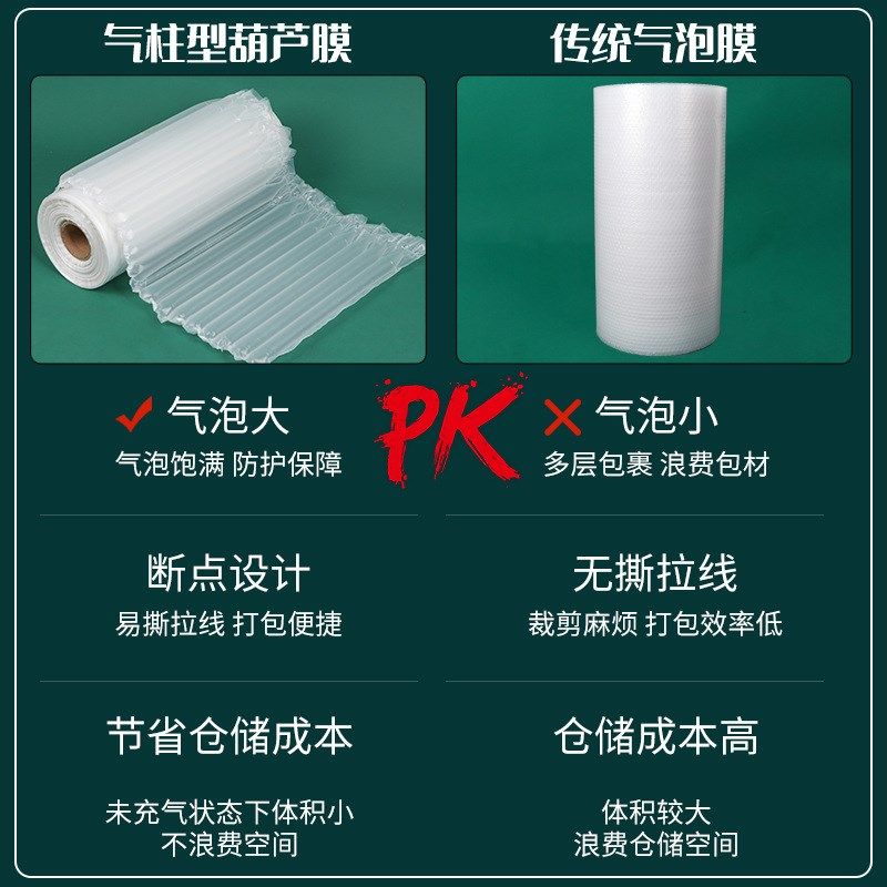 气柱型葫芦气泡膜防震款快递打包气泡柱卷材加厚缓冲包装气泡垫