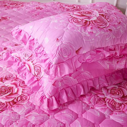 花边枕套一对装枕头套双层夹棉碎花枕头皮宿舍家用成人枕芯套4874