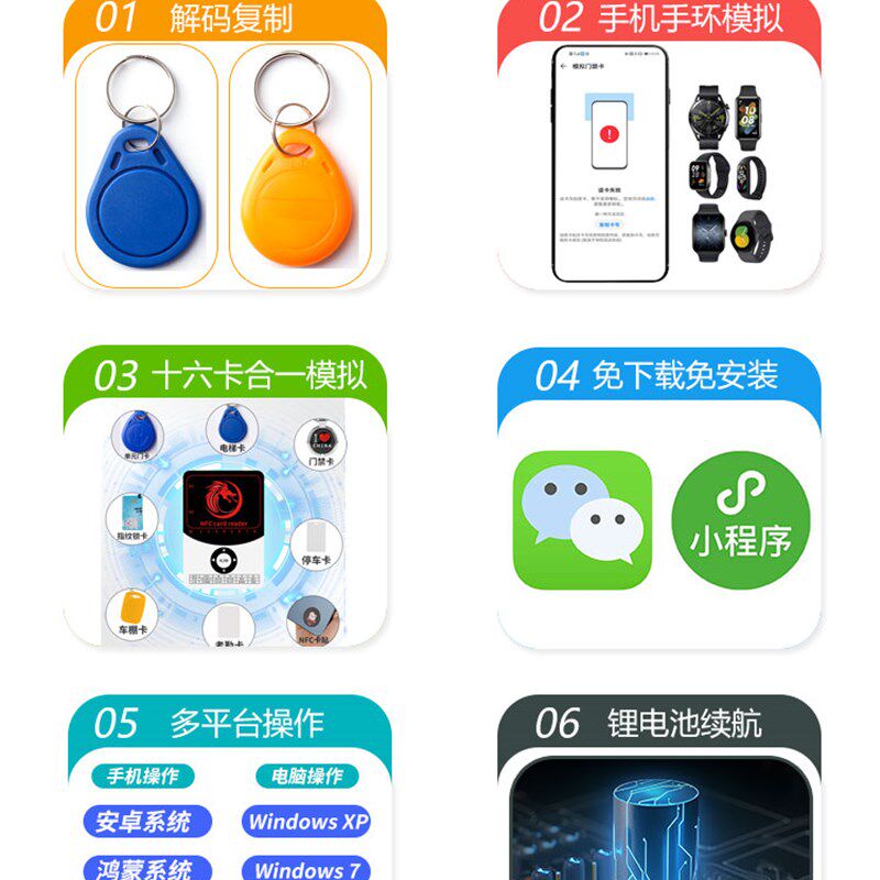 nfc门禁卡万用解码器复刻小区ic电梯读写复制器加密id门卡读卡器