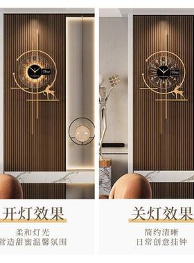 创意挂钟客厅现代艺简约术静格音钟表家用RRA轻大气时钟奢壁灯栅