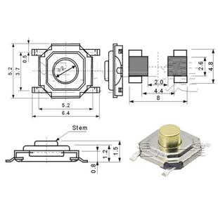 4*4编ABU带轻触开关4脚片耐贴高温防水防尘超薄微开按键关多高动