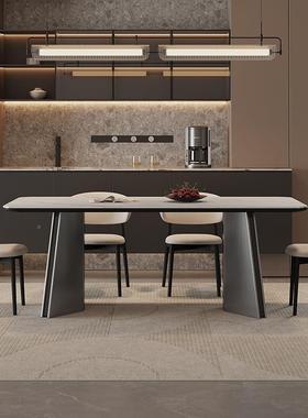 不锈钢板餐桌20岩2现OET5新款饭饭台餐台家用轻奢代意式极简小户