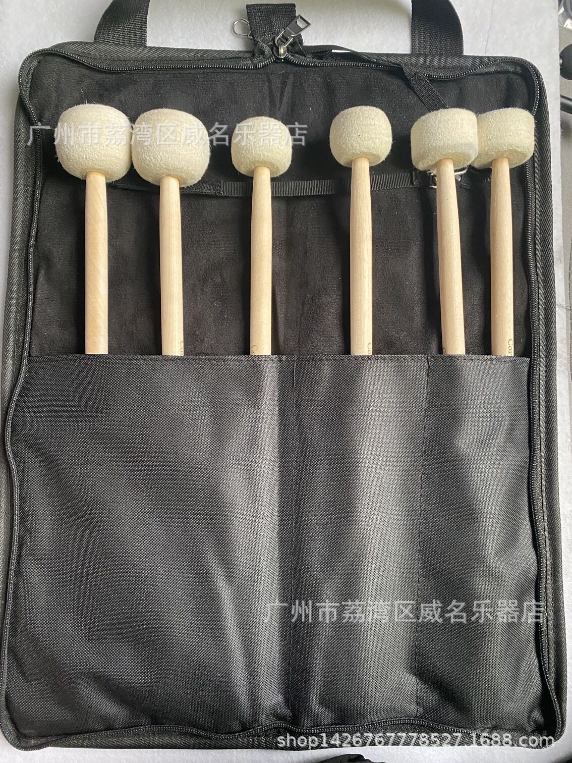 白色毛毡头定音鼓槌配鼓槌包