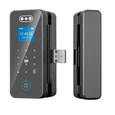 公室玻璃门指纹锁办免开孔双开门人门脸识别密无品牌/码锁智能门