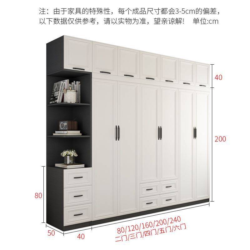 布纹工艺欧式四五门大衣柜卧室柜子家具储物柜组装实木质衣橱