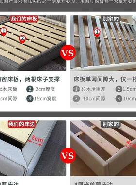 ater耳朵b科技布床现x代简约2*2.米无品牌/2布艺主卧双人软包储物