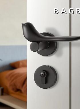 卧室门锁白色KJB小鸟锁室内金分锁门现体代轻奢静色音磁吸房轻奢