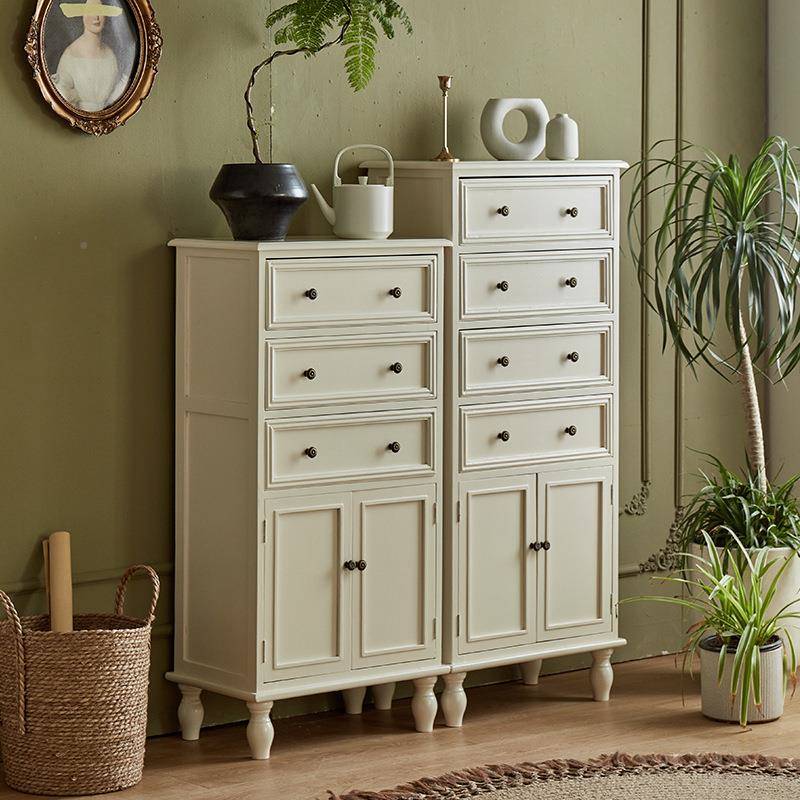 美式实木柜斗厅边柜多功客能INX带门抽屉式纳柜子胡桃色简约五斗