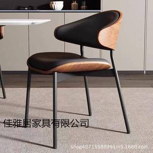 酒 2设店计师奢款 意式 厅客餐椅家用现代简约轻餐桌椅子实木X6202