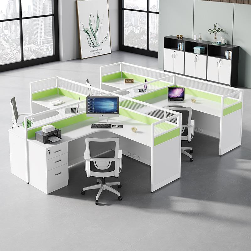 公室简员工脑桌带柜子2/4人位屏办风工位桌约职电员办公桌YG-1021