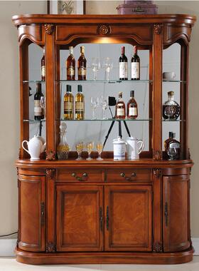 美式实酒柜靠客墙厅展示储物柜家用餐边柜子欧玻式玄OLZ关隔断璃