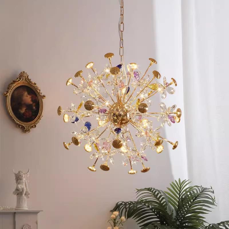 后现代轻水晶NTO吊灯厅灯简约创意花奢瓣灯温客馨主女公孩儿童卧