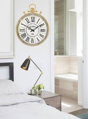 美WDK式挂钟创意客厅餐厅挂表简约时钟复卧室壁饰古挂钟饰石英表