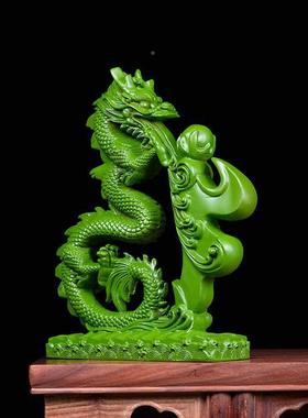 实木质青龙摆件色新木雕招财龙客厅店铺装WS-86356饰工艺汉品居装