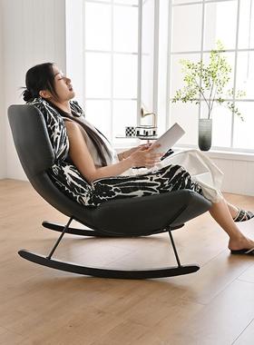 意式闲轻奢摇椅设计客厅QQJ阳师台休瓦萨摇椅家用复古单人懒摇人