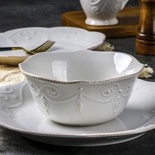 欧客创意宫廷风牛排意浮面盘子沙拉美碗组合式雕陶瓷欧餐蓝纳克斯