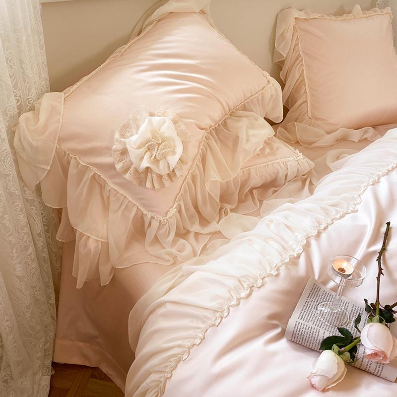 A6F77JH5M7L立体盘花韩式件公床主风长绒棉四套纯棉被套单1.8床米