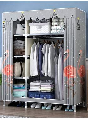 JZXq2OOB免安装衣出租用简易布房衣结实耐用卧柜室家用全柜钢架拉