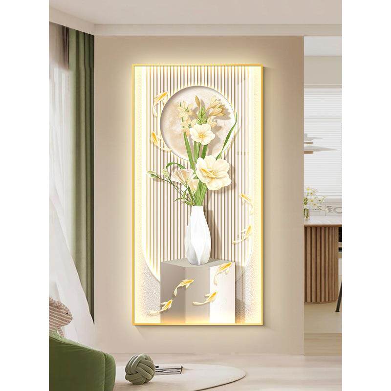 玄关装饰灯XZS画新款九鱼图画奶油壁风绿植走入廊尽头画户门过道