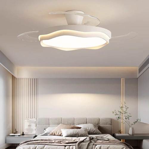 396025新主卧风扇灯现代简约餐厅形一体吊扇灯儿童房护眼款2静隐