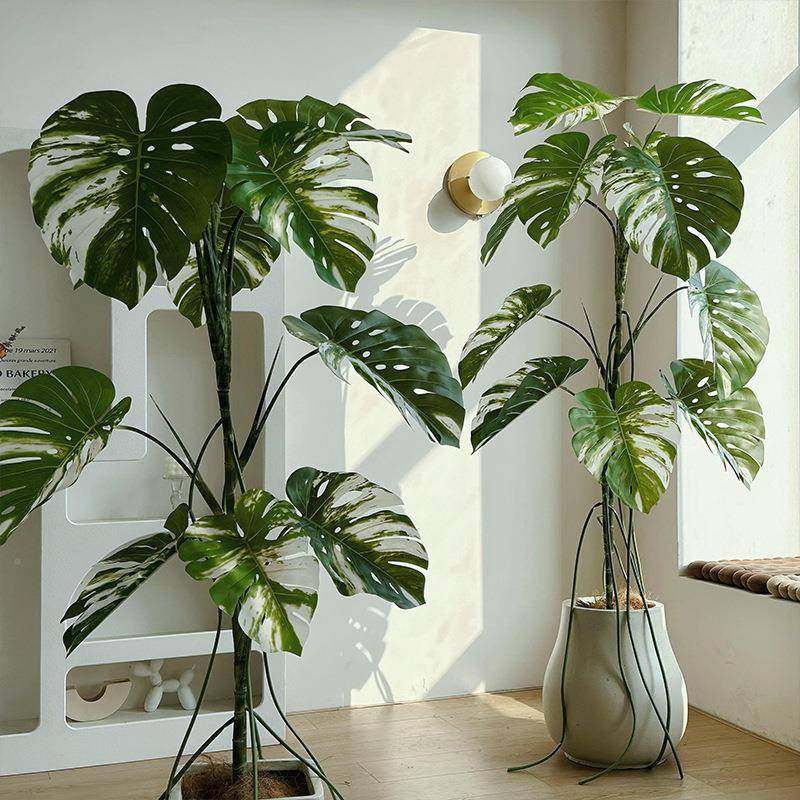 SHO楼夏装家白锦龟摆背竹真绿植客厅饰仿件轻奢假树大型仿生植物