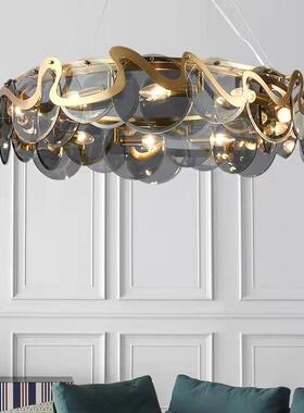 后现轻奢代客厅灯简约吊玻形璃餐厅卧室灯2025新QIV款圆吧台灯具