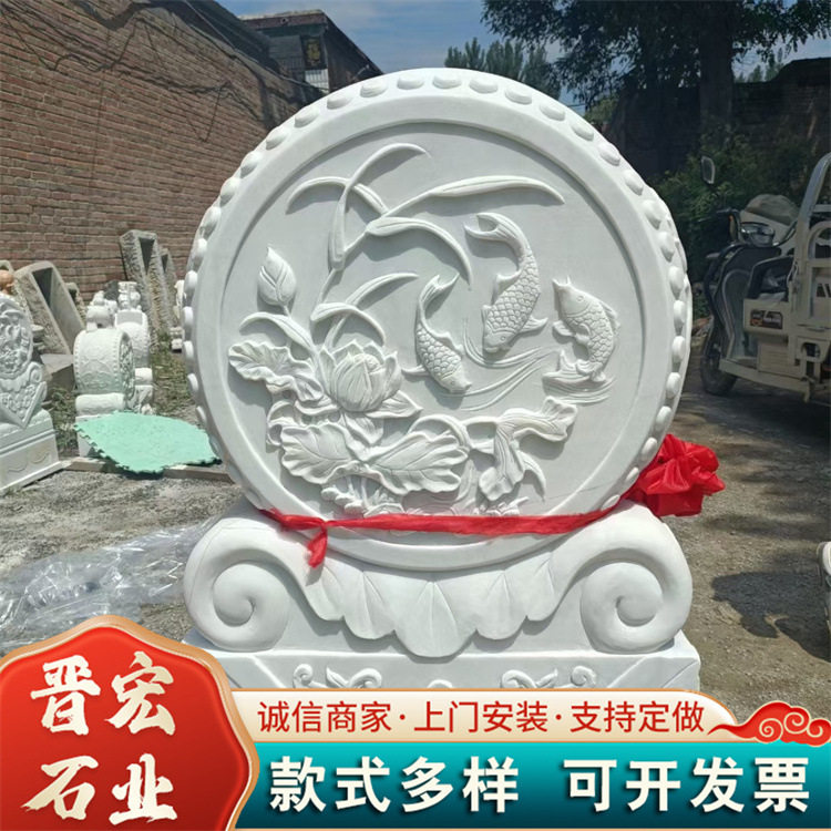 仿古做旧大理石抱鼓石广场摆件