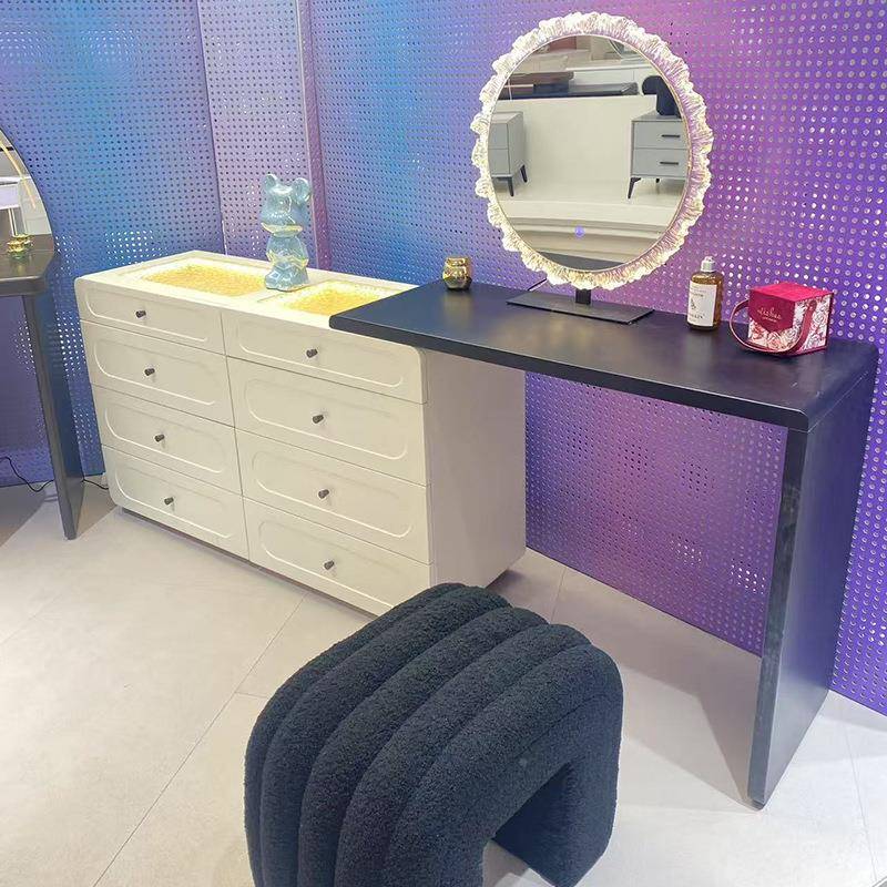 开心虎新款妆轻奢梳8528台卧带室灯床约尾柜现代简可视玻璃气质高