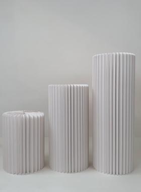 纯白色折fzj30108叠甜品台纸艺拉伸风伸缩琴花展示台展会布架置货