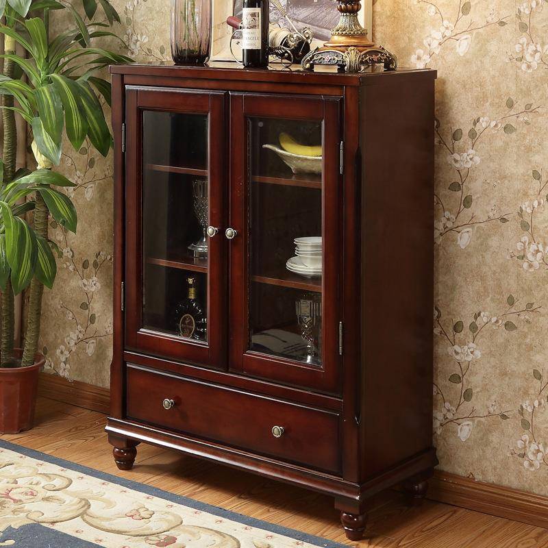 美茶古式实木餐边柜复客厅纳柜美式乡村水ZVM收柜酒柜组合