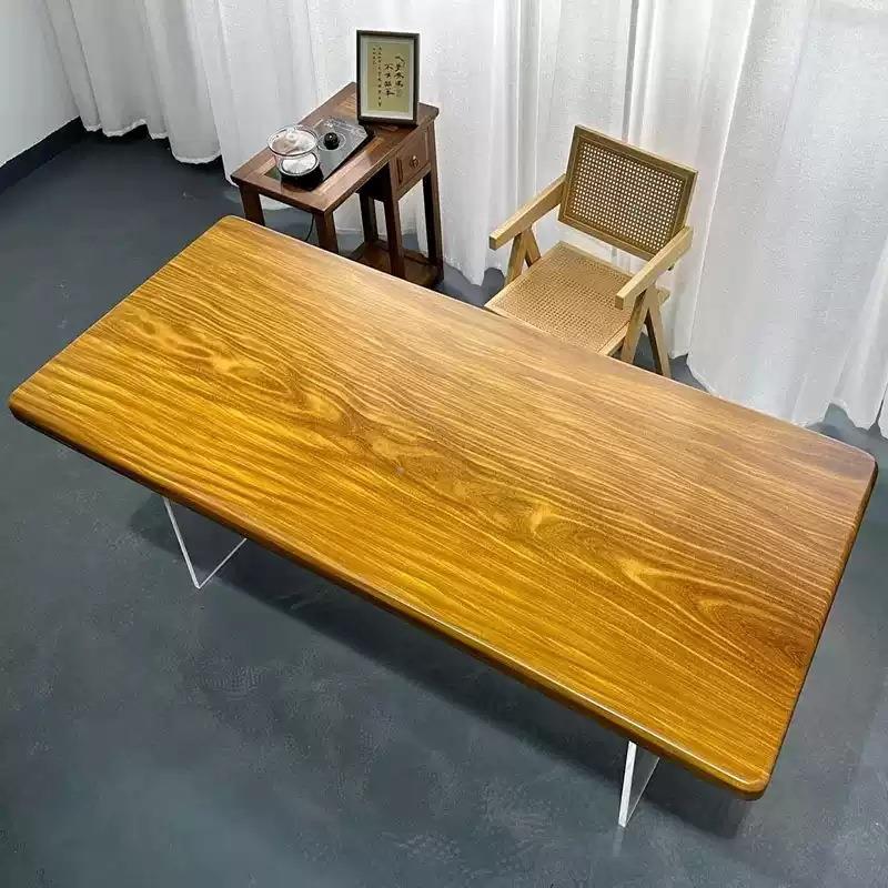 柚木大桃茶桌实木原木画案办板坎公桌茶WF1005台奥木餐桌胡木家具
