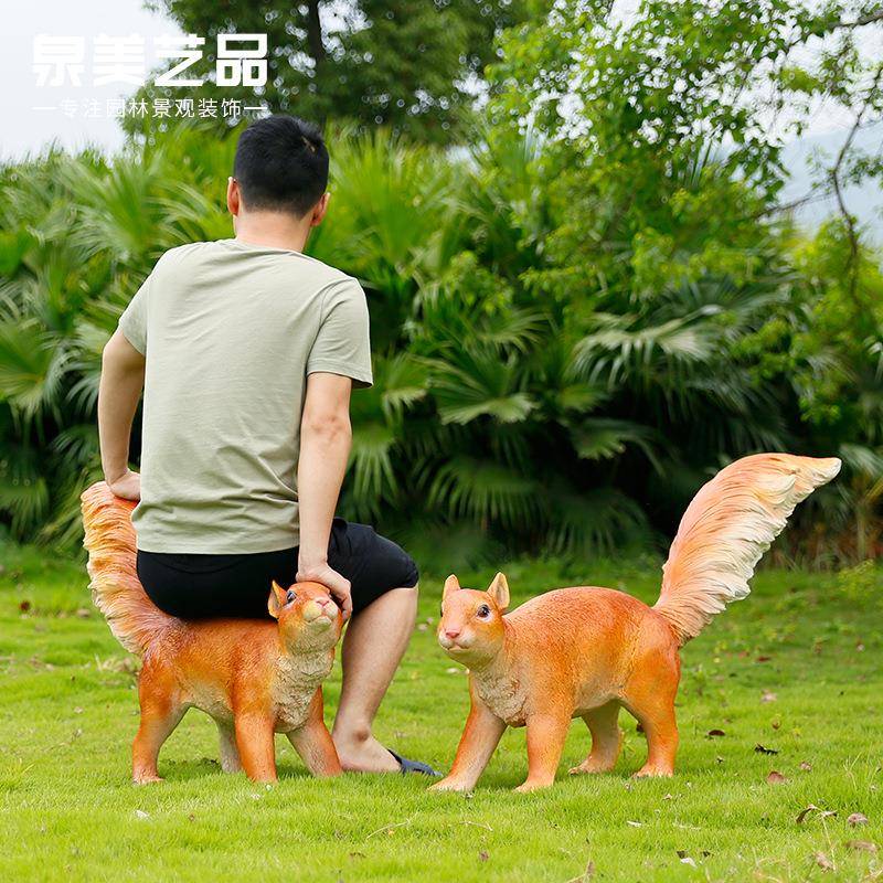 户外院庭花园林小景观装饰品玻璃钢动物雕塑仿真松挂鼠件树脂DQS
