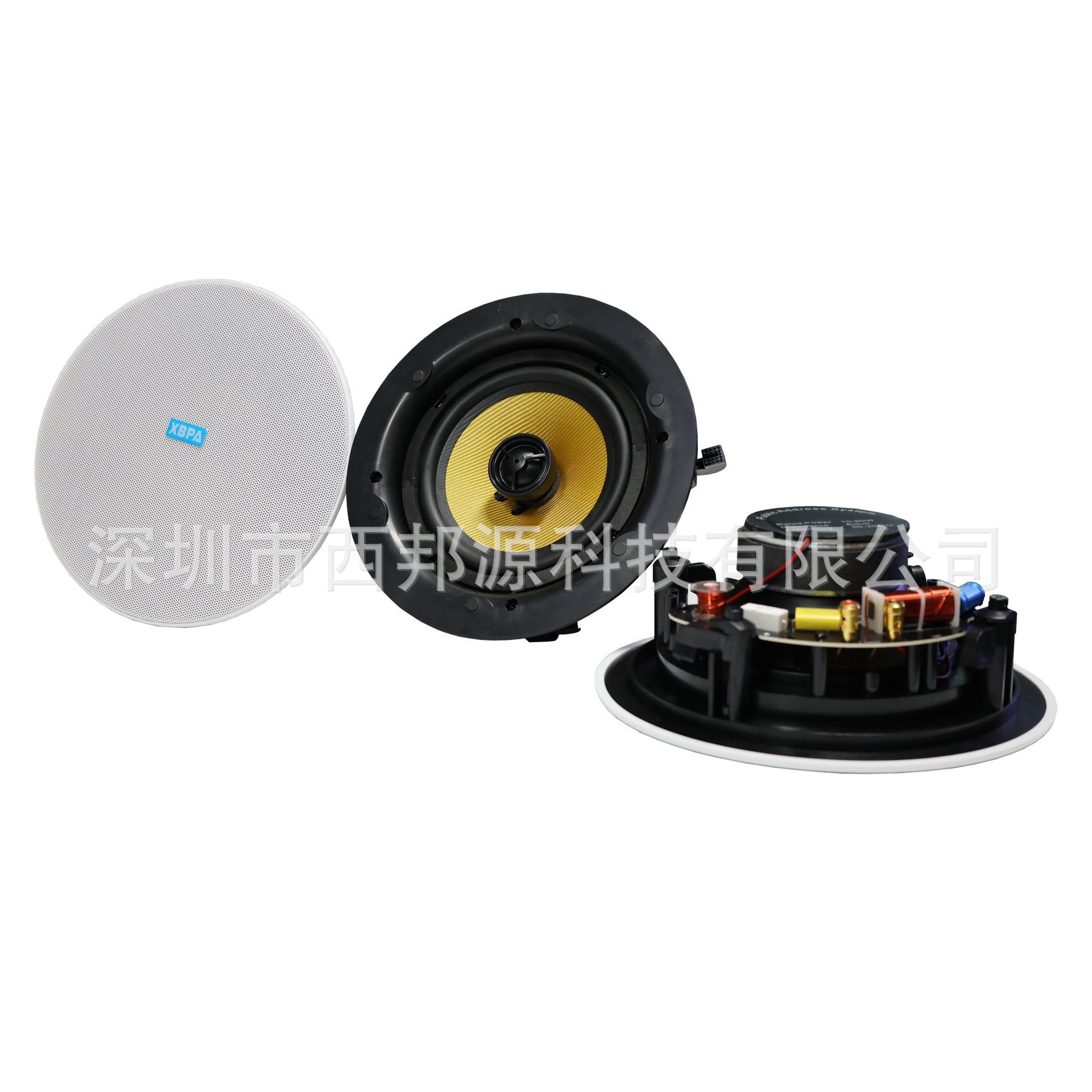 嵌入式天花吊顶音响5/6寸吸顶同轴带分频器立体声喇叭定阻扬声器