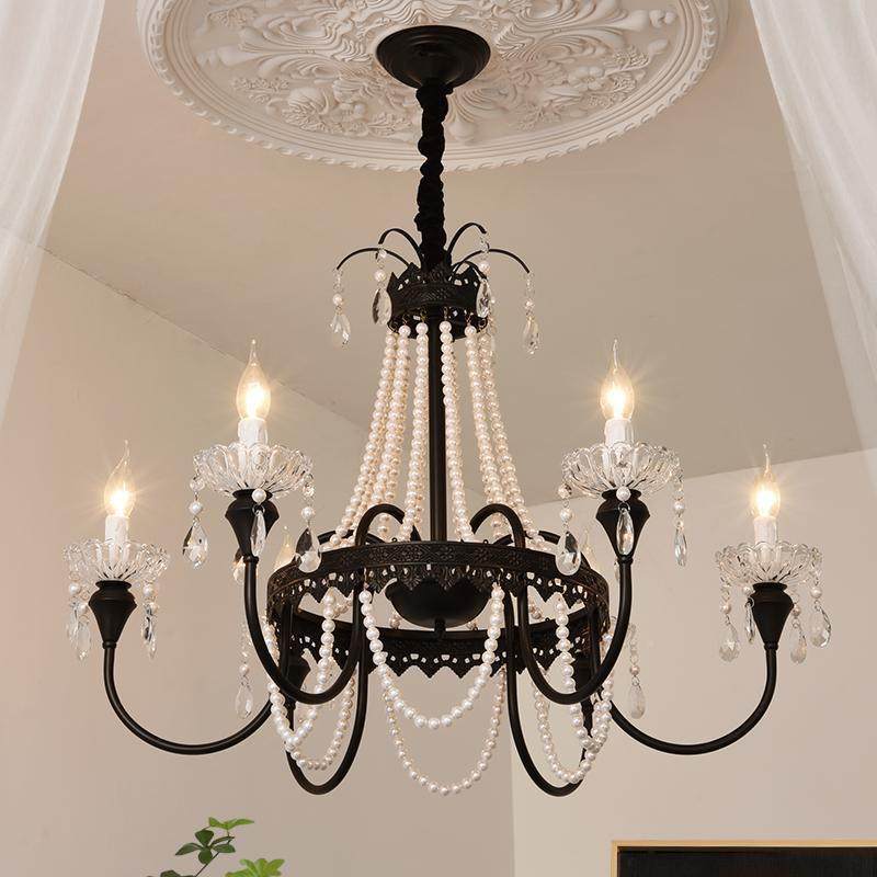 509法油田园奶风水晶灯具美主式大气客厅式餐厅卧室公房温馨蜡烛,家装灯饰光源,智能吊灯,淘宝优惠券,粉丝福利购,淘宝优惠卷