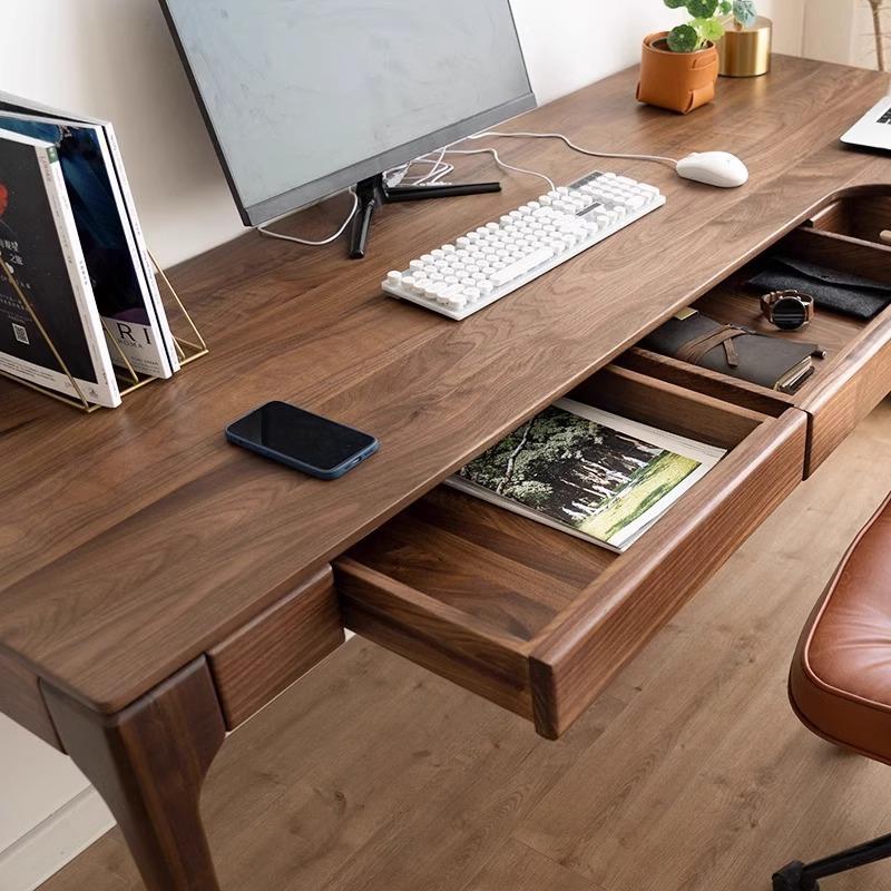 北无品牌/美黑胡桃木转桌角书桌实木L型用电脑家角办拐公桌电竞长