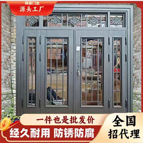 合金玻璃入户门别墅门农村自大建房门子开EEA母门锌双门进户门防
