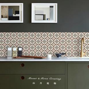 复厨房防油贴纸浴墙纸潮防水古防自10030416粘卫生间室装 饰仿花砖