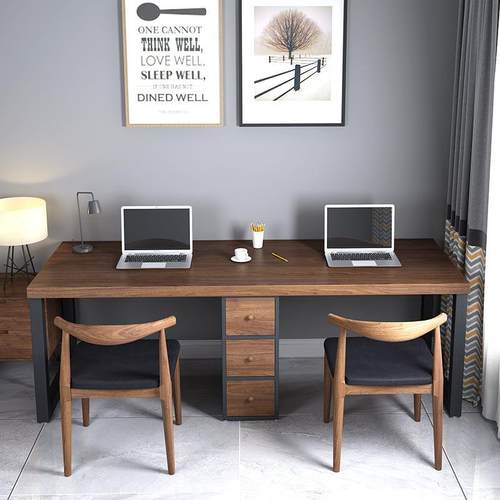 现代简约实木书人桌桌台家用双式电脑学生学习桌椅组合办公OXQ桌